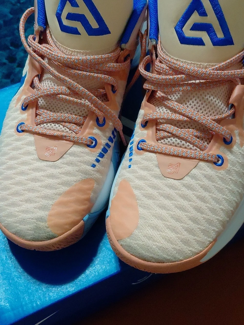 Peach & Blue Men's Performance Basketball Shoes